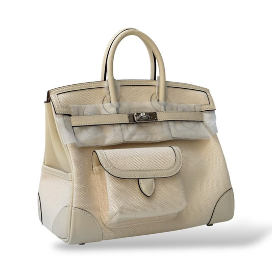 Hermes Birkin 25 Cargo Ecru/Nata Canvas PHW